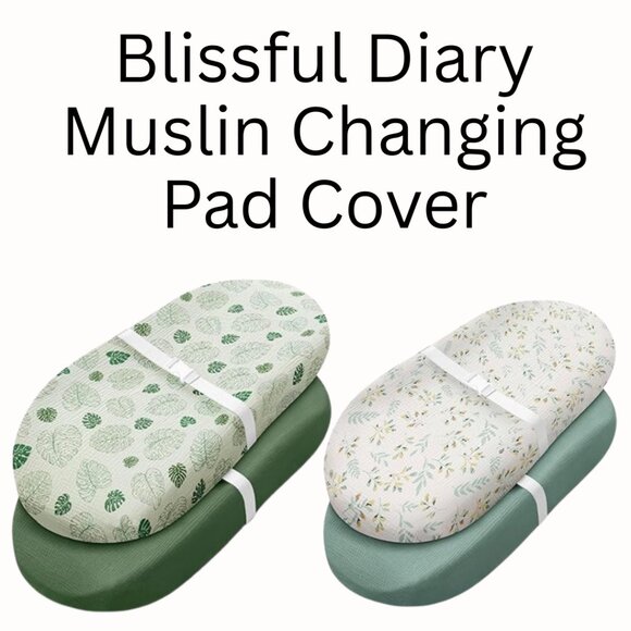 Blissful Diary Muslin Changing Pad Cover Soft Baby Diaper Change Table 4 Pk NEW - Picture 1 of 9